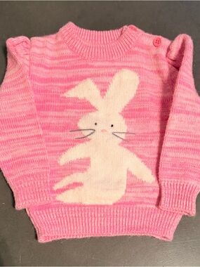 Vintage 80s Kids Pink Bunny Knit Sweater